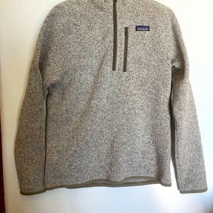 Patagonia Quarter Zip Heather Beige/Oatmeal Synthetic Fleece Size Medium